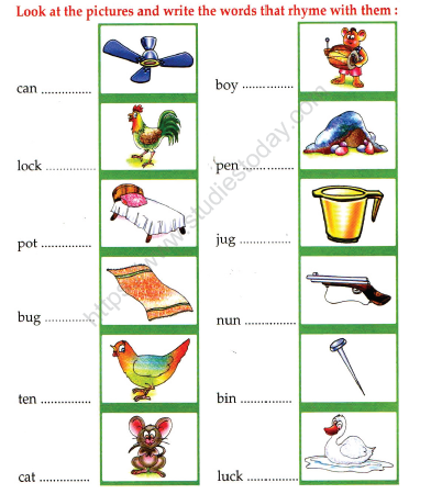 cbse class 1 english rhyming words worksheet practice worksheet for english