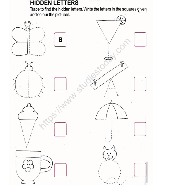 CBSE Class 1 English Worksheets (64) - Hidden Letters