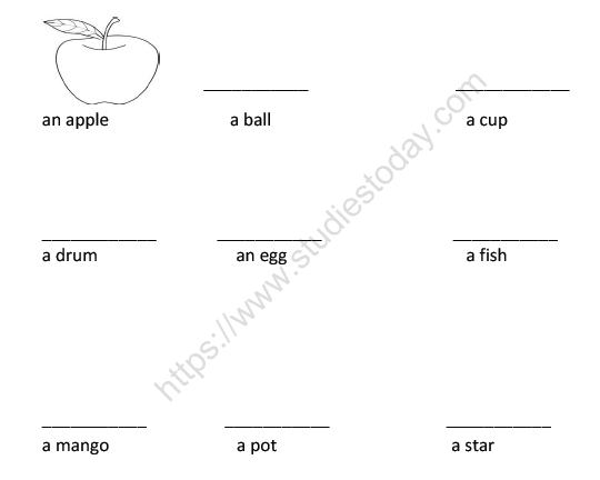 CBSE Class 1 English Worksheets (68) - Draw Objects