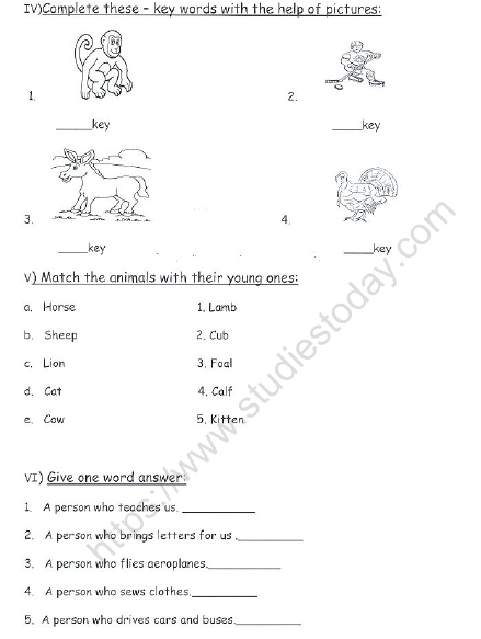 cbse class 1 english revision worksheet set 2 practice worksheet for english