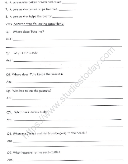 CBSE Class 1 English Worksheets (73) 3