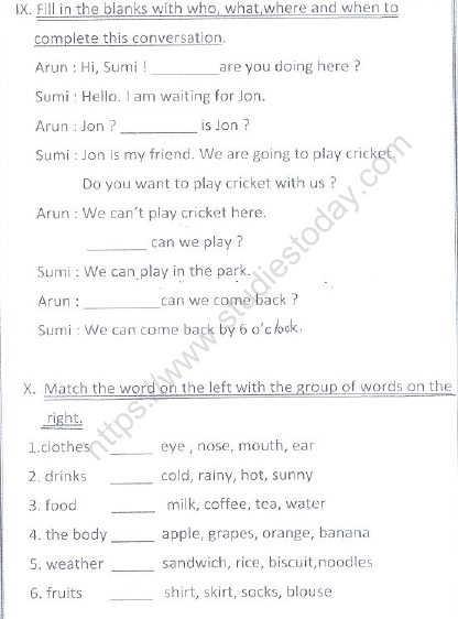 CBSE Class 1 English Worksheets (73) 6