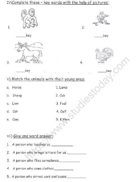 cbse class 1 english revision worksheet set 2 practice worksheet for