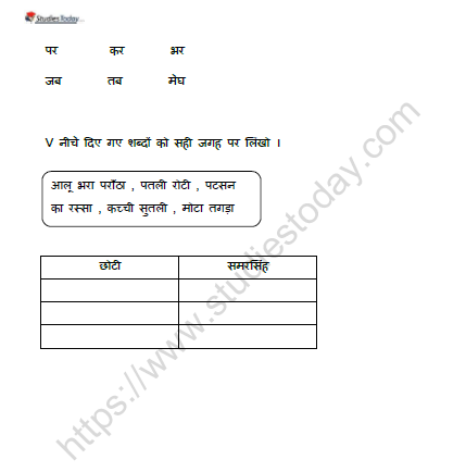 CBSE Class 1 Hindi छोटी का कमाल Worksheet