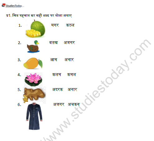 CBSE Class 1 Hindi Revision Worksheet Set B