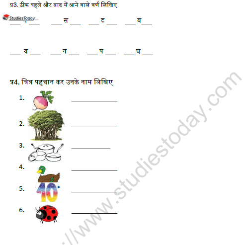 CBSE Class 1 Hindi Revision Worksheet Set B