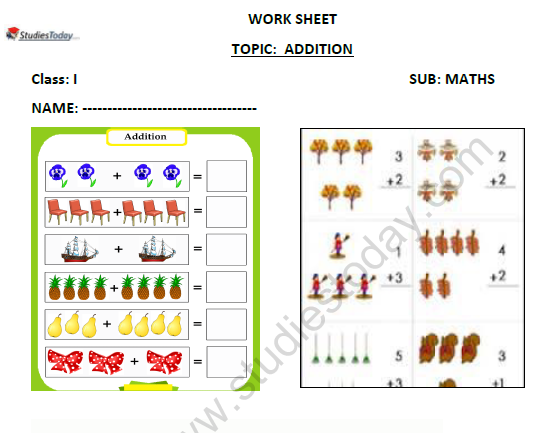CBSE Class 1 Maths Addition Worksheet
