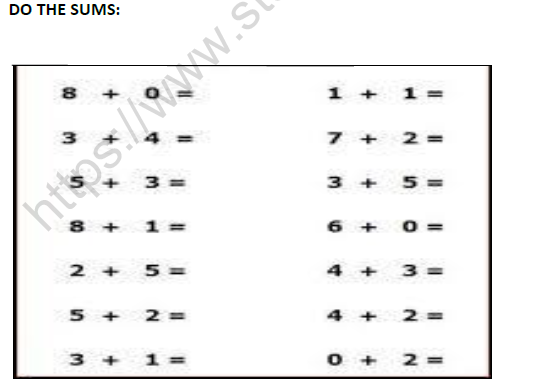 CBSE Class 1 Maths Addition Worksheet