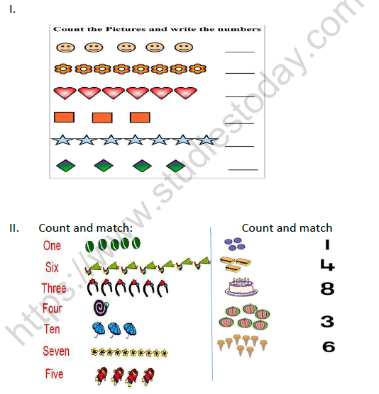 CBSE Class 1 Maths Numbers from One to Nine Worksheet