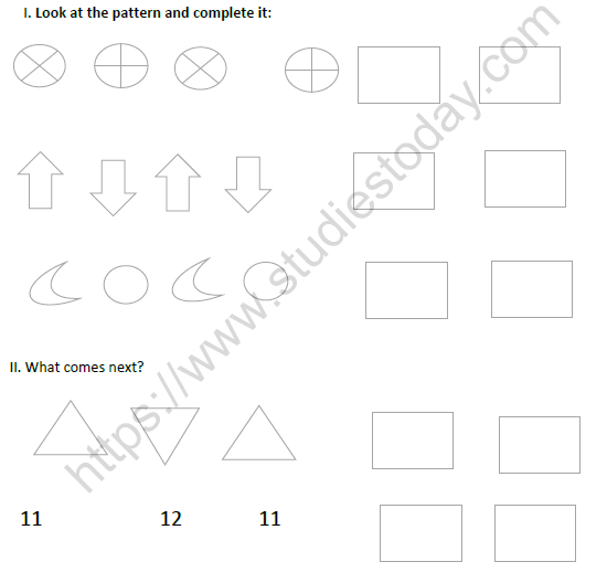 CBSE Class 1 Maths Patterns Worksheet