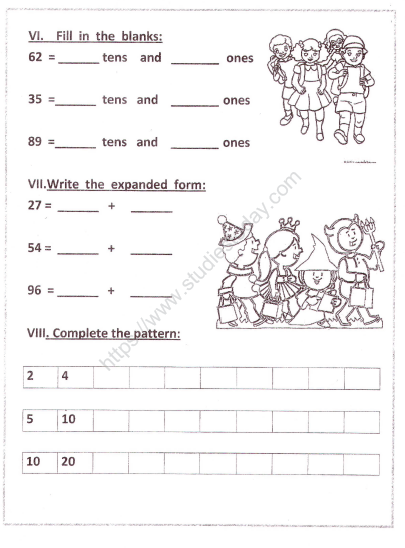 CBSE Class 1 Maths Practice Worksheets (17) - Numbers upto 100 2