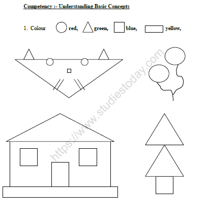 CBSE Class 1 Maths Practice Worksheets (21) - Shapes and Space (1)