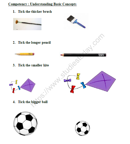 CBSE Class 1 Maths Practice Worksheets (22) - Shapes and Space (2)