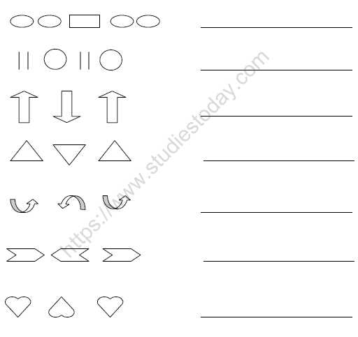 CBSE Class 1 Maths Practice Worksheets (58) - Patterns (3)