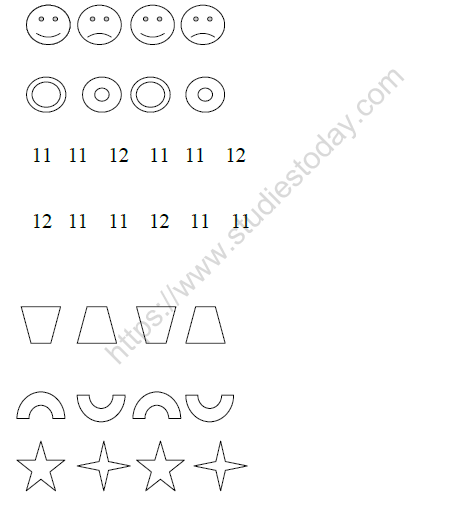 CBSE Class 1 Maths Practice Worksheets (59) - Patterns (4)