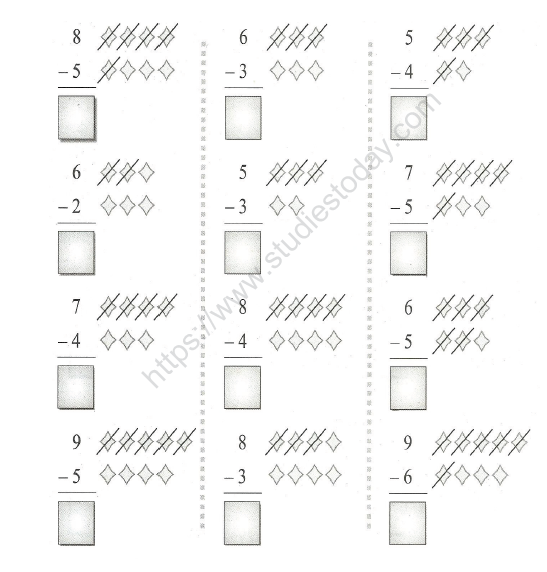 CBSE Class 1 Maths Practice Worksheets (96) - Subraction