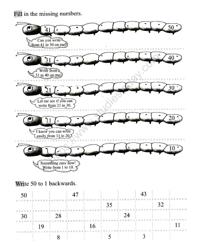 CBSE Class 1 Maths Practice Worksheetss (102) - Missing Numbers