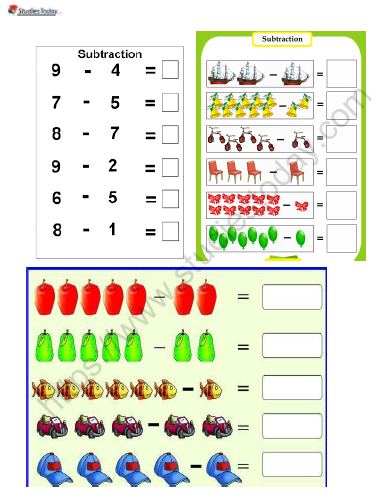 CBSE Class 1 Maths Subtraction Worksheet