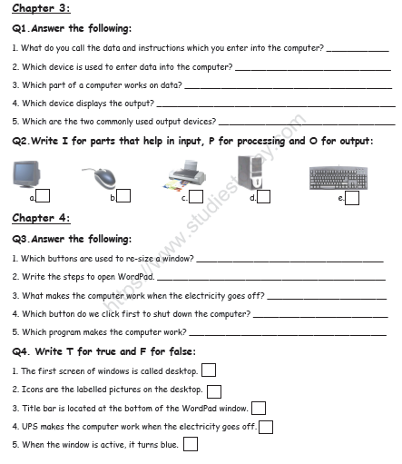 CBSE Class 2 Computers Practice Worksheet (5) 1