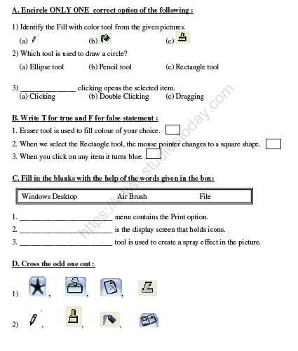 CBSE Class 2 Computers Practice Worksheet