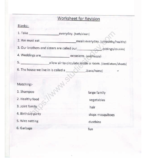 CBSE Class 2 EVS Practice Worksheets (71) - Revision 1