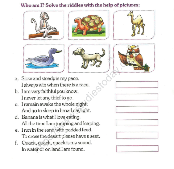 CBSE Class 2 EVS Riddles Worksheet