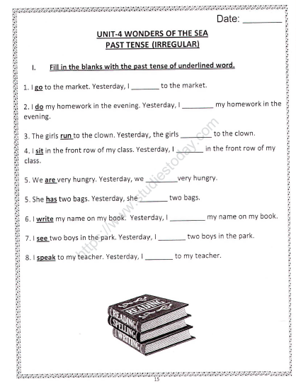 CBSE Class 2 English Practice Worksheets (106) - Past Tense