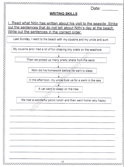 CBSE Class 2 English Practice Worksheets (108) - Writing Skills 1