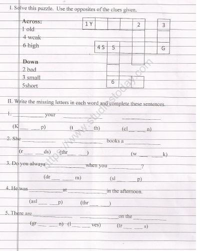 CBSE Class 2 English Practice Worksheets (116) - Revision 1
