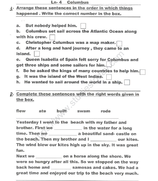 CBSE Class 2 English Practice Worksheets (45) - What People Do 8