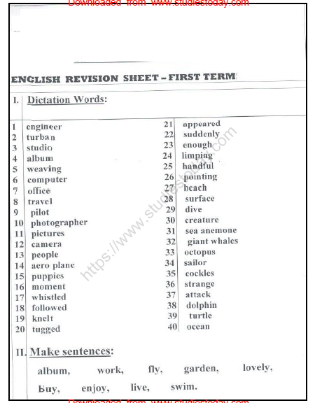 cbse class 2 english dictation words worksheet practice worksheet for english