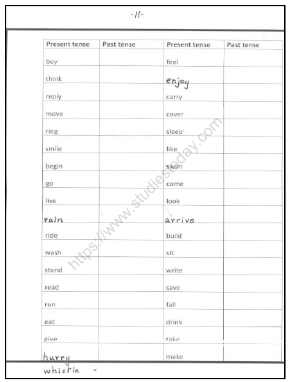 CBSE Class 2 English Practice Worksheets (82) - Dictation Words 11