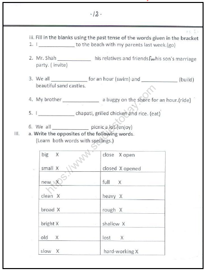 CBSE Class 2 English Practice Worksheets (82) - Dictation Words 12