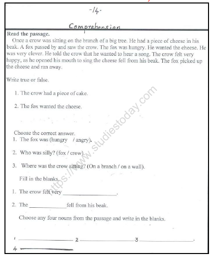 CBSE Class 2 English Practice Worksheets (82) - Dictation Words 14