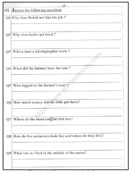 CBSE Class 2 English Practice Worksheets (82) - Dictation Words 2