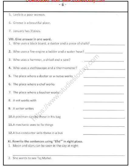 CBSE Class 2 English Practice Worksheets (82) - Dictation Words 6