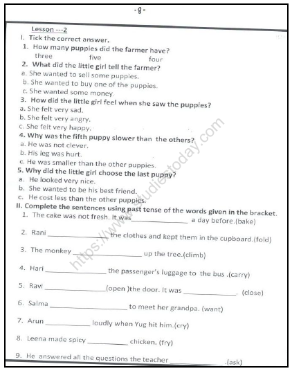 CBSE Class 2 English Practice Worksheets (82) - Dictation Words 8
