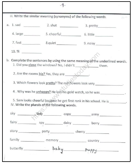 CBSE Class 2 English Practice Worksheets (82) - Dictation Words 9