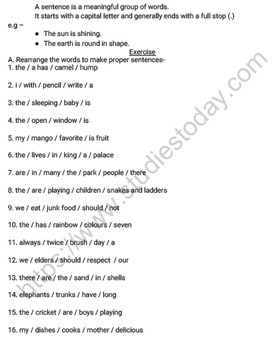 CBSE Class 2 English Revision Worksheet Set D