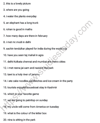 CBSE Class 2 English Revision Worksheet Set D