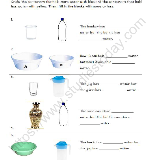 CBSE Class 2 Maths Jugs and Mugs Worksheet