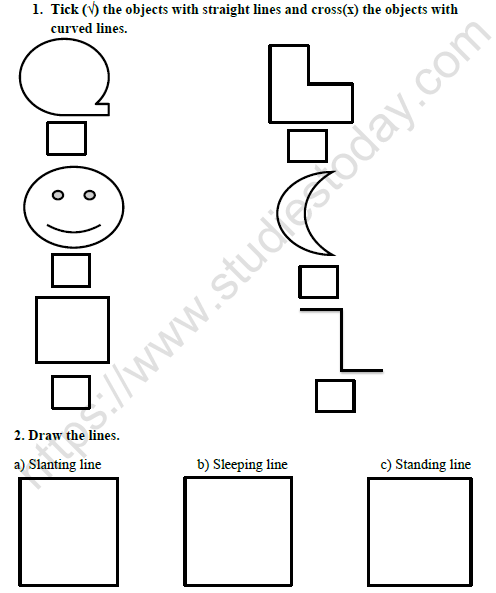 CBSE Class 2 Maths Lines and Lines Worksheet