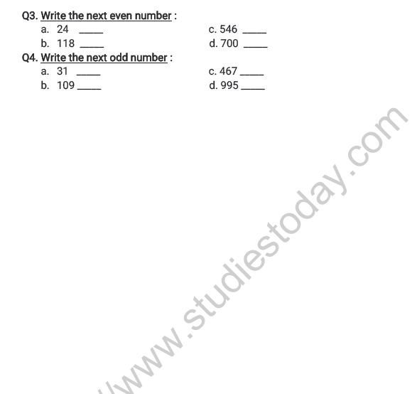 CBSE Class 2 Maths Numbers upto 999 Worksheet