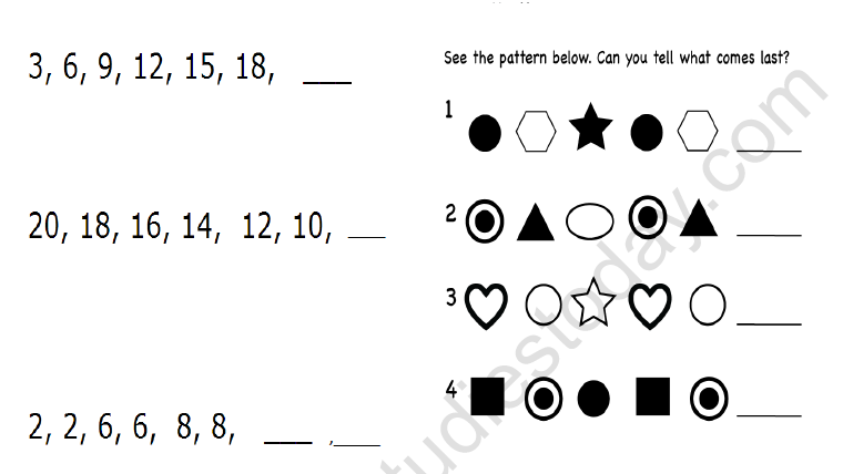 CBSE Class 2 Maths Patterns Worksheet