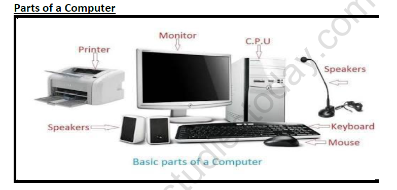 CBSE Class 3 Computers Parts of a Computer Worksheet