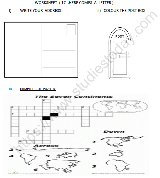 CBSE Class 3 EVS Here Comes a Letter Worksheet