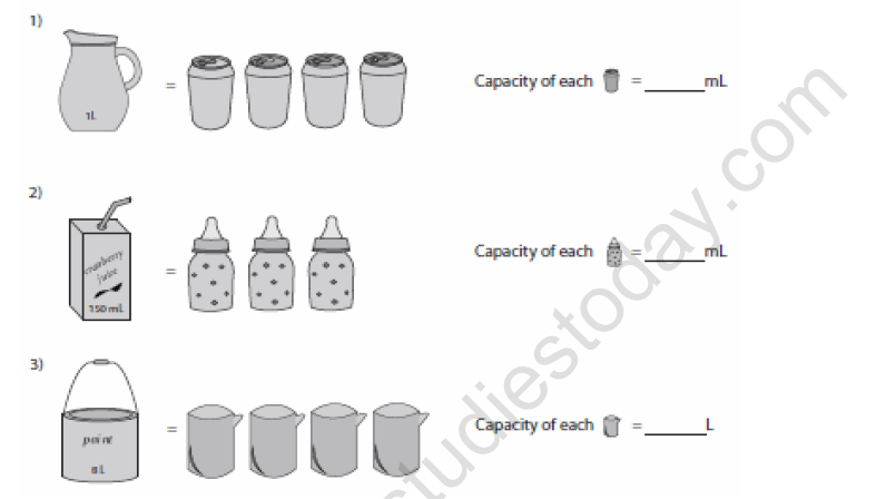 CBSE Class 3 Maths Jugs and Mugs Worksheet