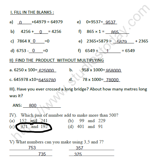 Cbse Class 4 Maths A Trip To Bhopal Worksheet