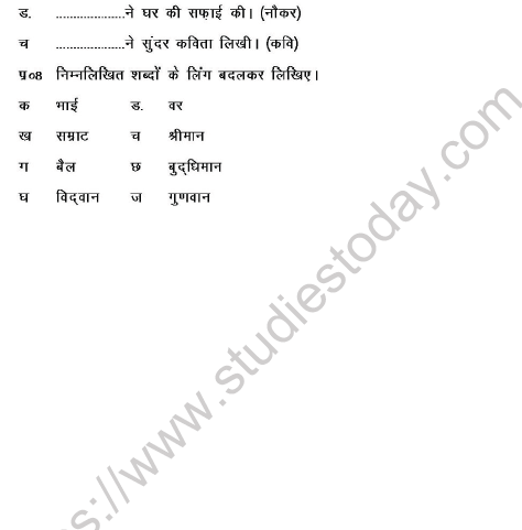CBSE Class 5 Hindi Revision Worksheet