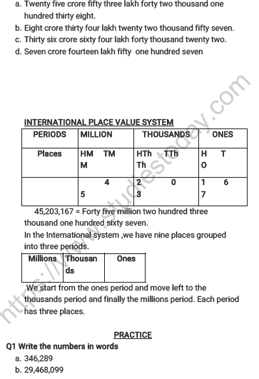 CBSE Class 5 Maths Numbers and Numeration Worksheet 